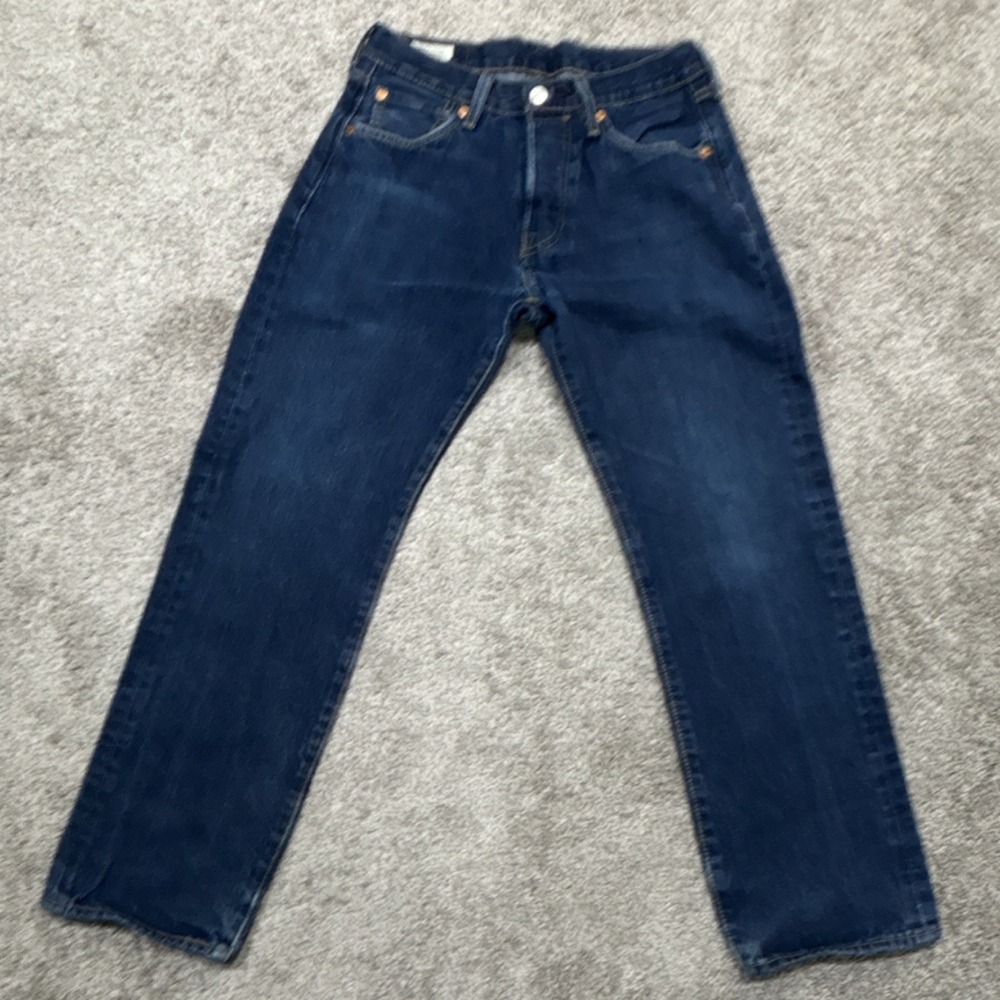 Levi's Premium Men's Dark Wash Blue Denim Jeans Straight Mid Rise 5-Pocket